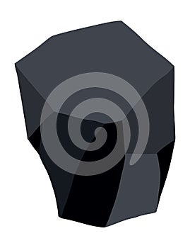 Coal black mineral resources. Pieces of fossil stone. Polygonal shape. Black rock stone of graphite or charcoal. Energy photo