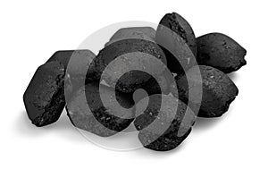 Coal, carbon nuggets isolated on white background