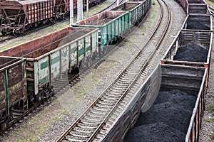 Coal cargo in railway cars