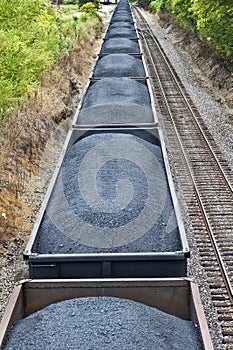 Coal Cars On A Freight Train