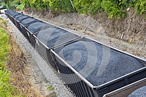 Coal Cars On A long Freight Train