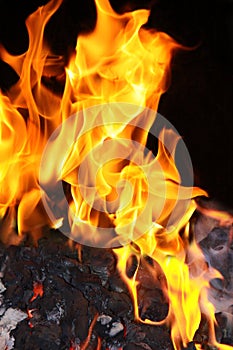 Coal fire flames