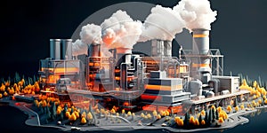coal-fired power plant with coal conveyors, combustion chambers, and emission control equipment . Generative AI