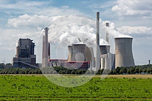 Coal-fired power plant near lignite mine Garzweiler in Germany