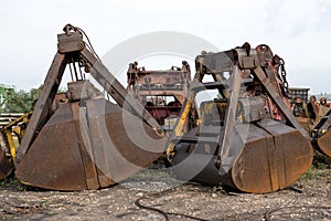 Coal handling crane buckets.