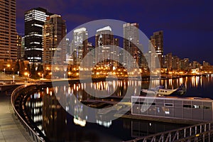 Coal Harbor Towers Night, Vancouver