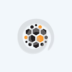 Coal Hexagon logo concept. rock industry technology. Stone, marble, granite abstract icon. Geology machine round