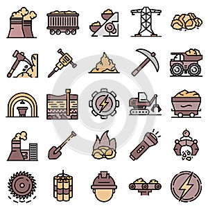 Coal industry icons vector flat