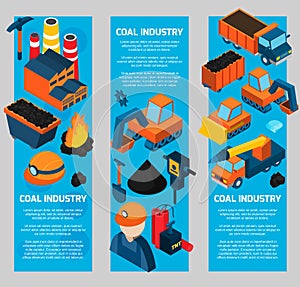 Coal Industry Isometric Banners