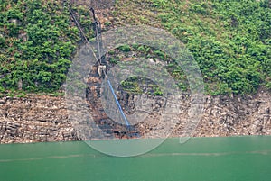 Coal loading pipe in Xiling gorge,  Xiangxicun region on Yangtze River, China