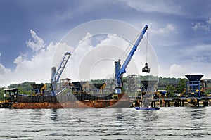 Coal loading and unloading activities at the port