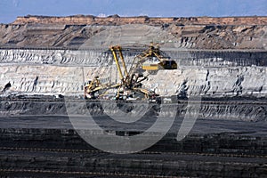 coal mine with excavator machine