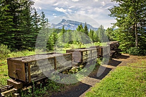 Coal mine train in the ghost town of Bankhead near Banff, Canada