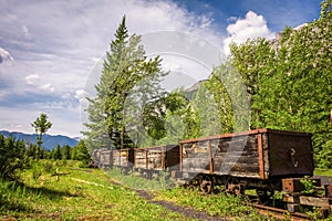 Coal mine train in the ghost town of Bankhead near Banff, Canada