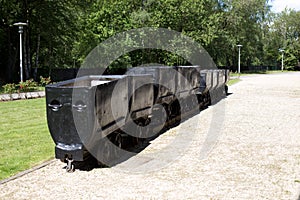 Coal mine wagons in ancient coal mine in Belgium