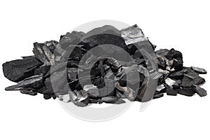 Coal mineral stone background isolated on white