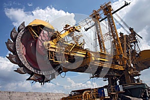 coal mining coal machine under cloudy sky