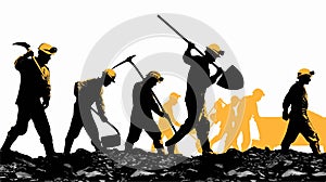 Coal Mining Industry: Miners Working Underground Concept