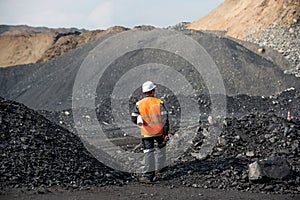 Coal mining in an open pit