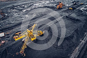 Coal mining at an open pit