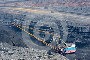 Coal mining in open pit