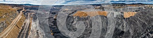 Coal mining open pit mine aerial black