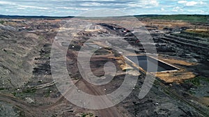 Coal mining open pit mine aerial black