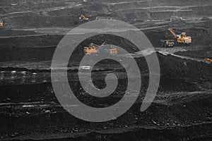 Coal mining at an open pit