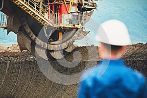 Coal mining in an open pit