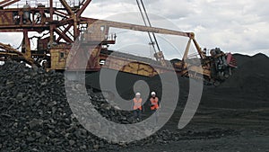 Coal mining open pit worker man