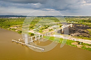 Coal Mining and Shipping port aerial view