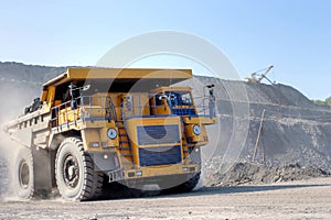 Coal mining. The truck transporting coal.