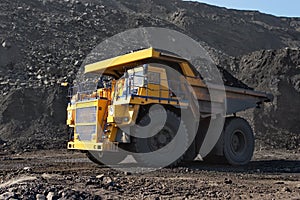 Coal mining. The truck transporting coal. photo