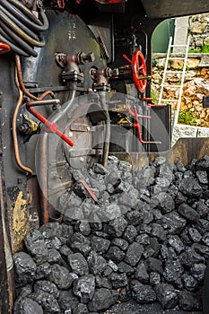 Coal pile in steam locomotive