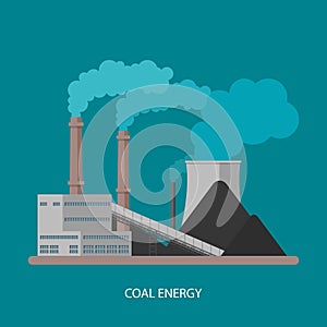 Coal power plant and factory. Energy industrial concept.