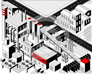 Coal power plant with isometric graphic