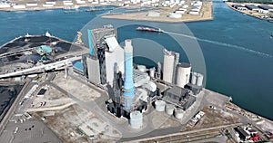 Coal power plant station energy electricity generation installation on the Maasvlakte in harbour port of Rotterdam