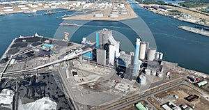 Coal power plant station energy electricity generation installation on the Maasvlakte in harbour port of Rotterdam