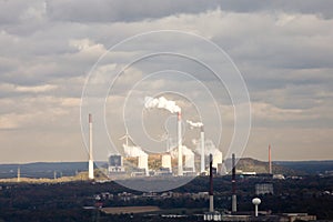 Coal power station and wind turbine generators