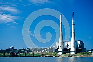 Coal Powered Electric Plant along the Ohio River, USA