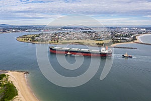 Coal Shipp entering Newcastle Port - Newcastle NSW Australia