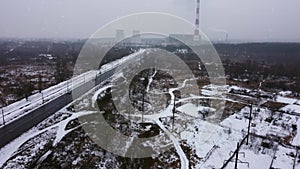 Coal thermal power plant. generation of electricity. environmental pollution. Aerial view. panorama