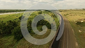 Coal Train Passing Midwest Plains Transportation Infrastructure