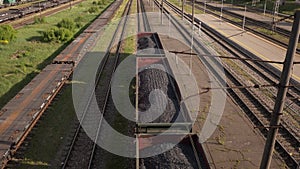 Coal wagons on railway tracks slowmo