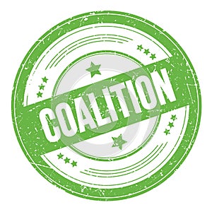 COALITION text on green round grungy stamp