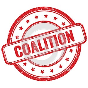 COALITION text on red grungy round rubber stamp