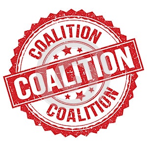 COALITION text on red round stamp sign