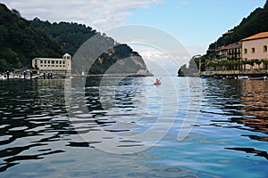 Coanoe on the bay of pasaia in basque country