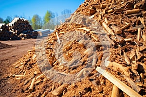 coarse biomass feedstock in a large pile for energy use