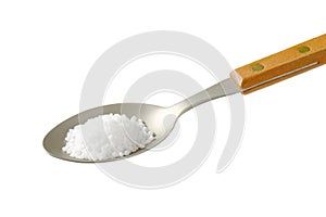 Coarse grained salt on spoon